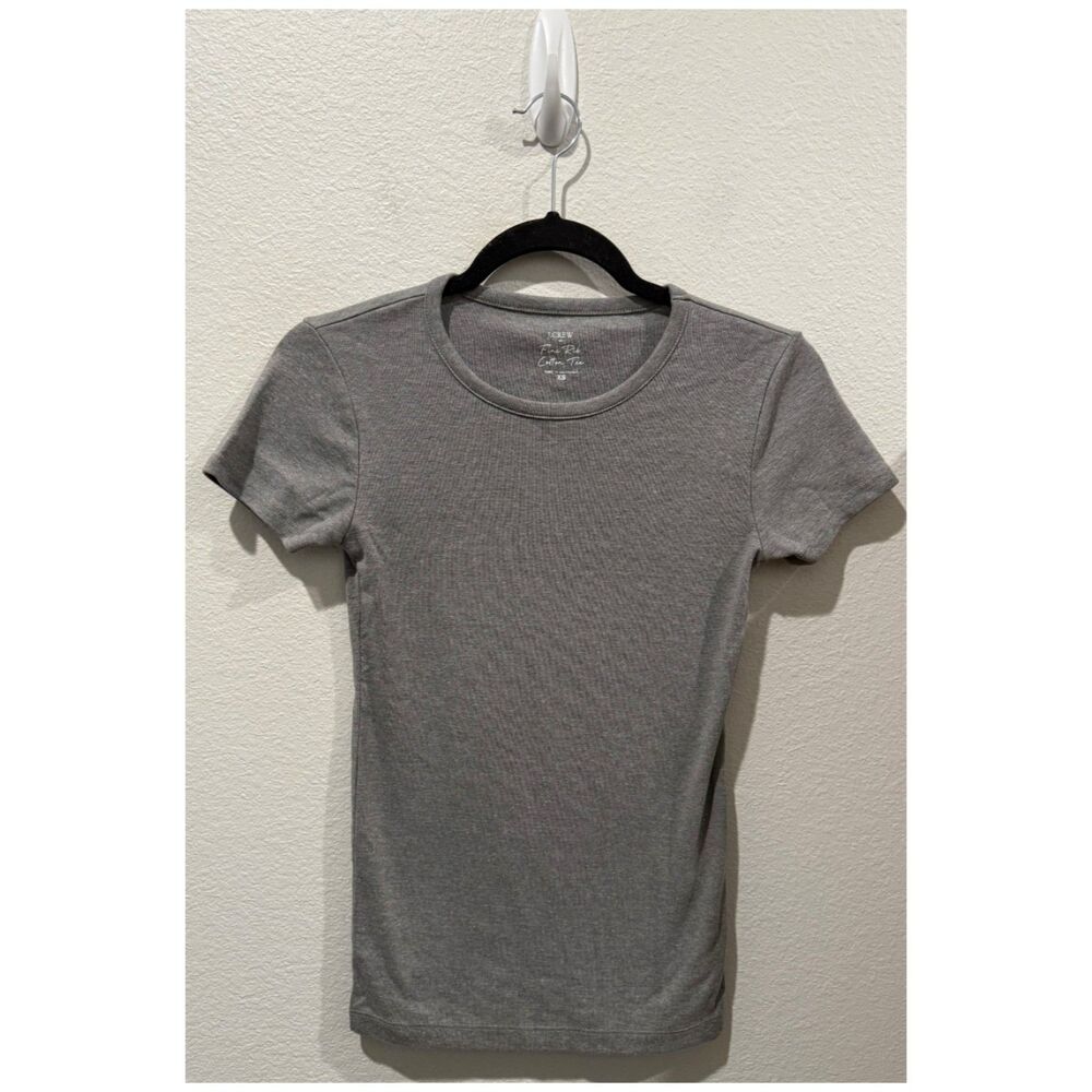 J.CREW Fine Rib Cotton Grey Short Sleeve Tee
